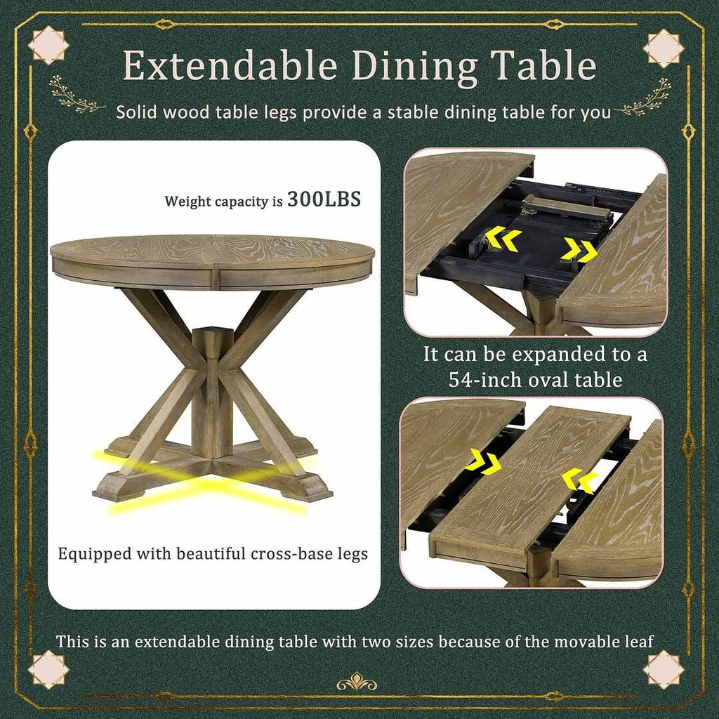 Extendable Round Dining Table Set for 4 W482