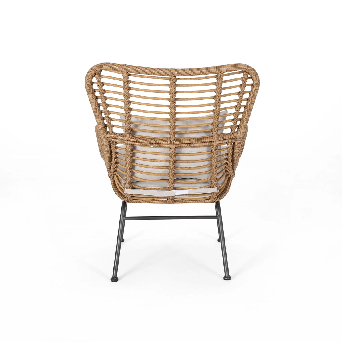 Light Brown and Beige Wicker Club Chairs with Cushions, Set of 2 U197