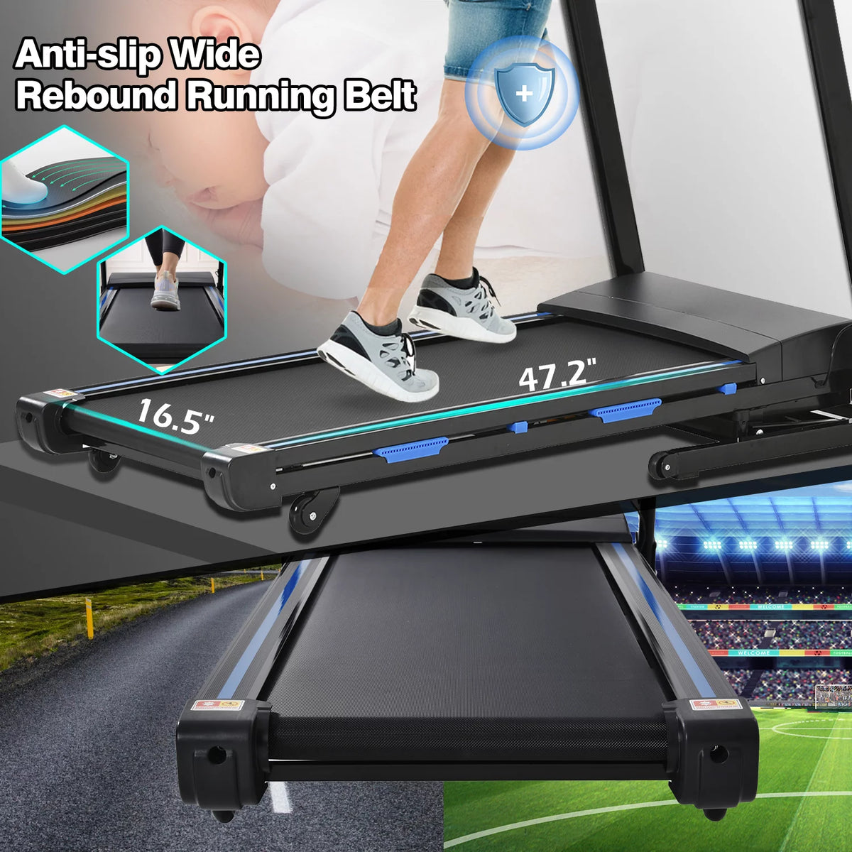 3.5HP Folding Electric Treadmill with Auto Incline Y8827