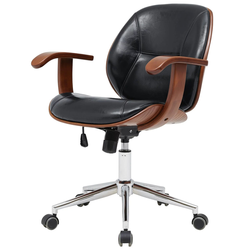 Bamboo Office Chair with Armrest Black Z66188