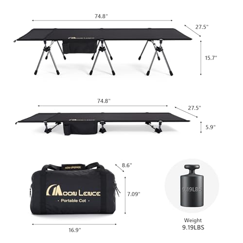 Height Adjustable Camping Cot Black I367