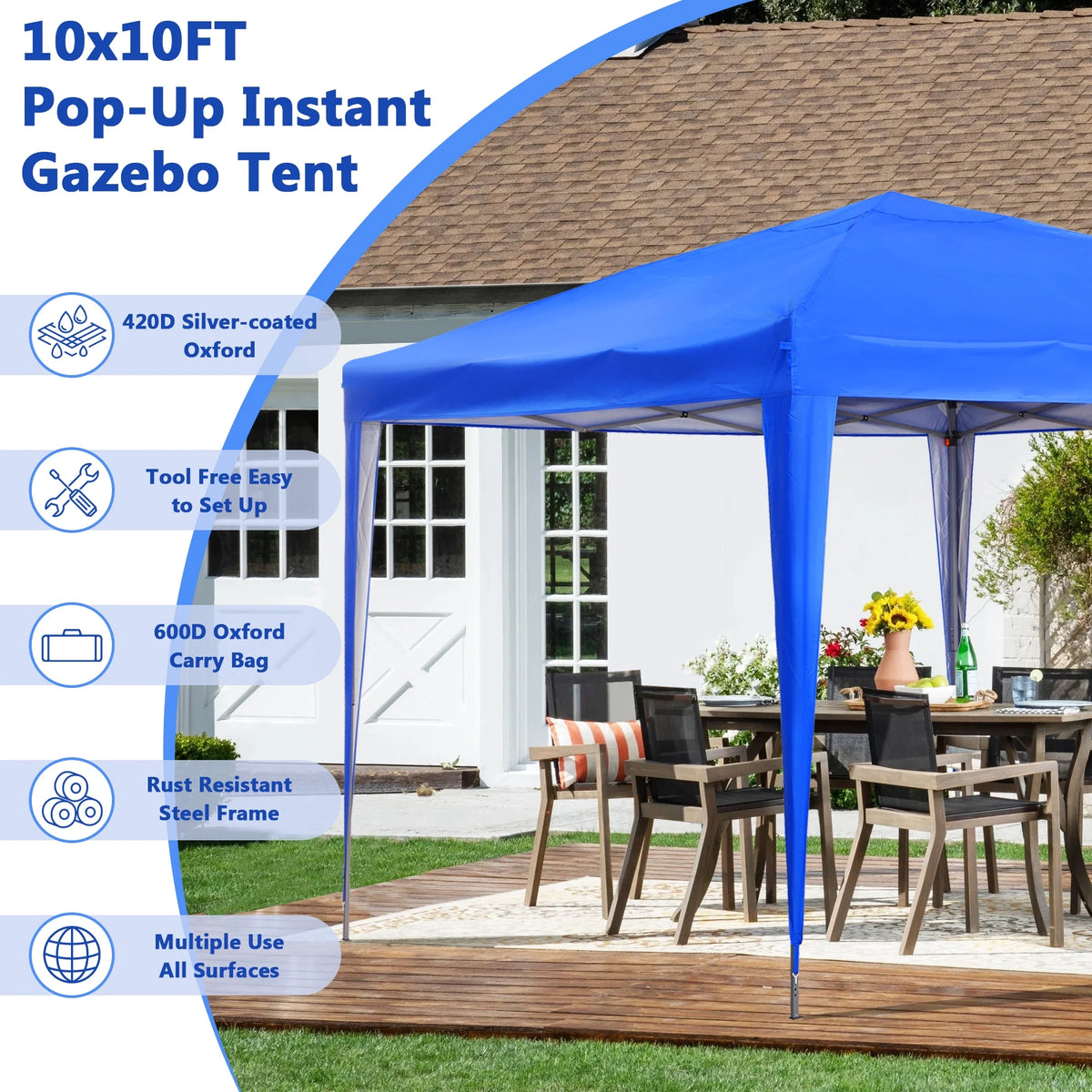 10 ft x 10 ft White Pop Up Canopy Tent with Carry Bag R5536