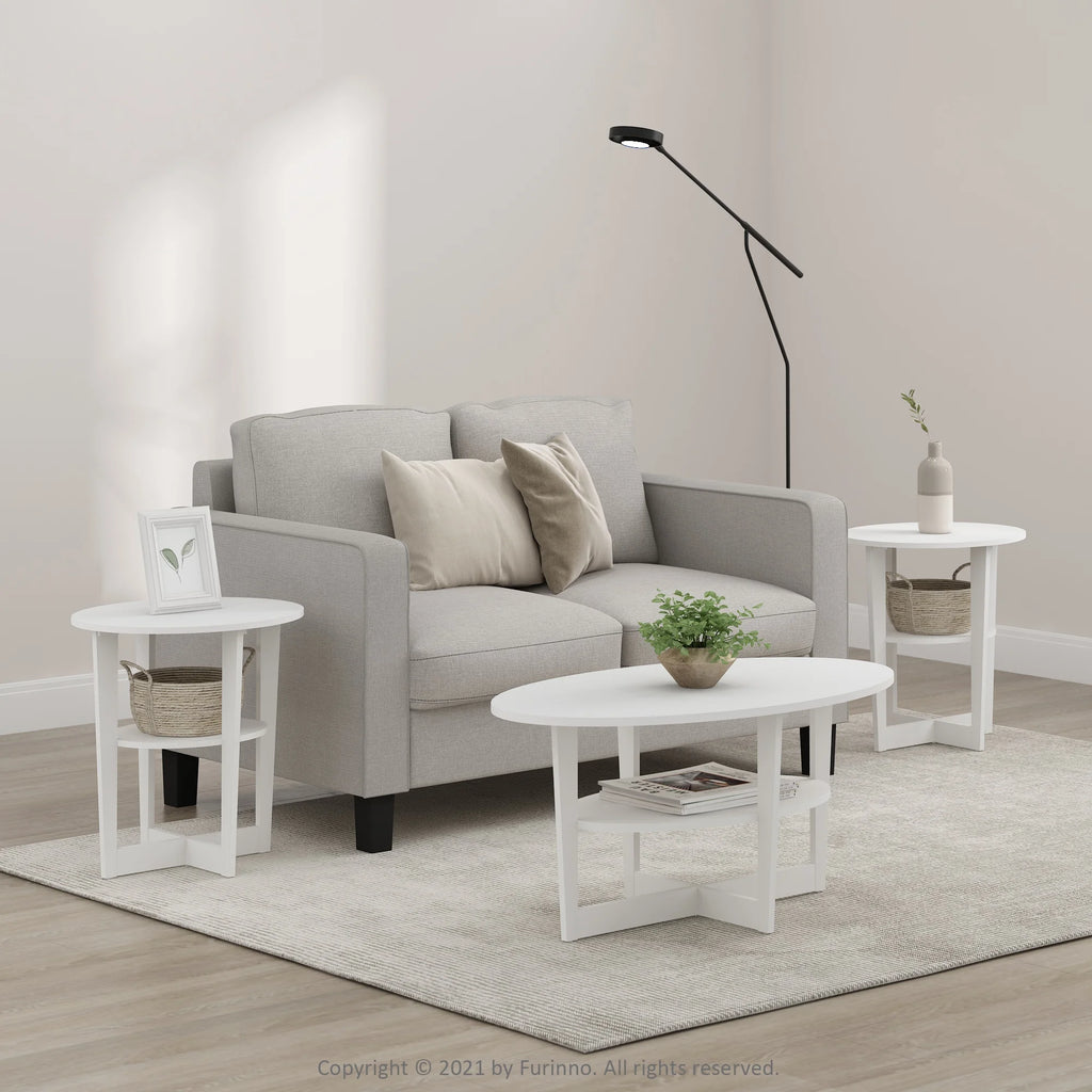 White Oval End Table Set of Two C557017