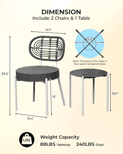 3 Piece Wicker Patio Bistro Furniture Set C72329