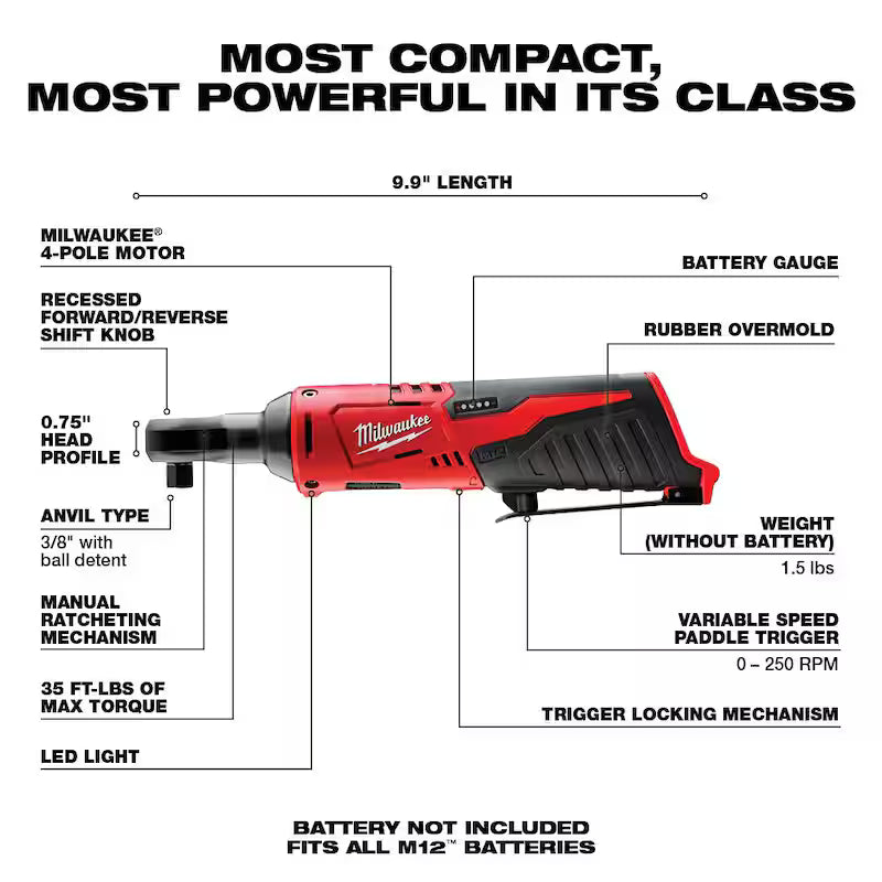 12V Cordless 3/8 in. Ratchet with 4.0 Ah Starter Kit C2549
