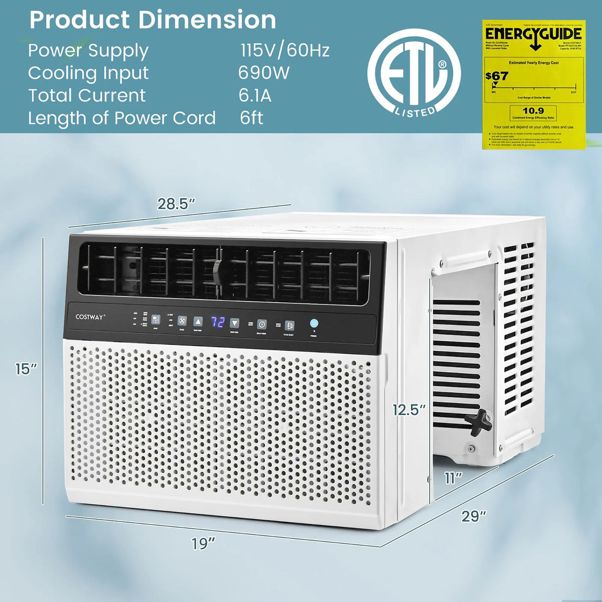 8000 BTU Window Air Conditioner with Remote L595