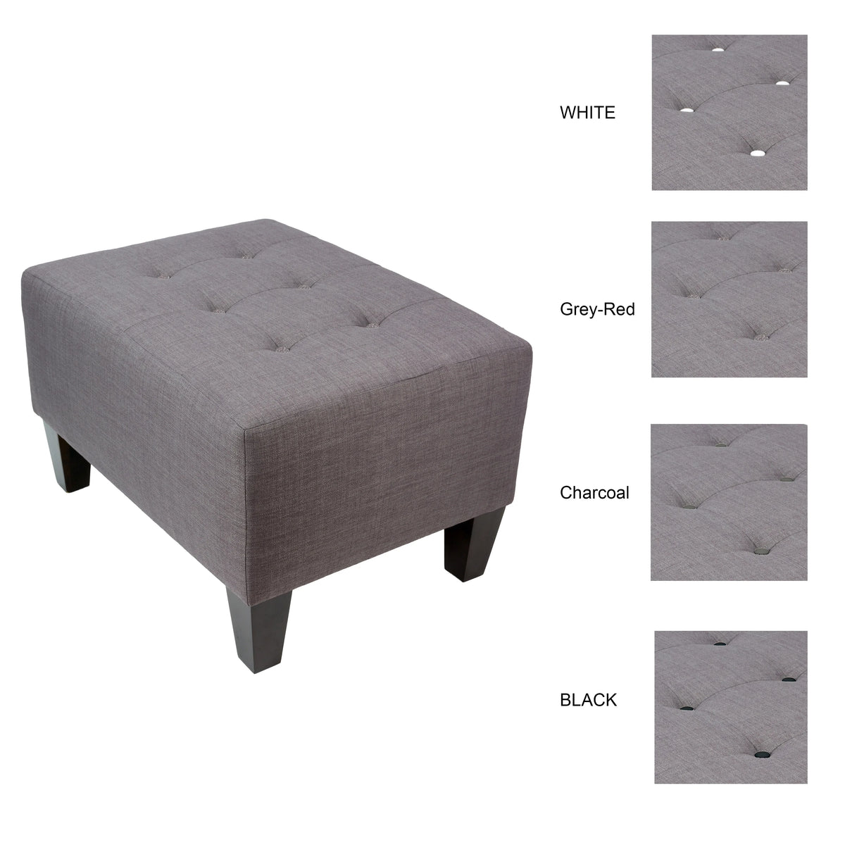 Red Tinted Grey Upholstered Ottoman R457966