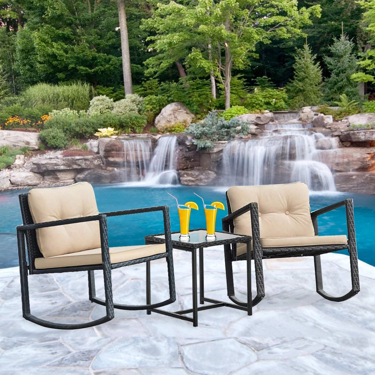3 Piece Wicker Patio Furniture Set with Coffee Table W56676