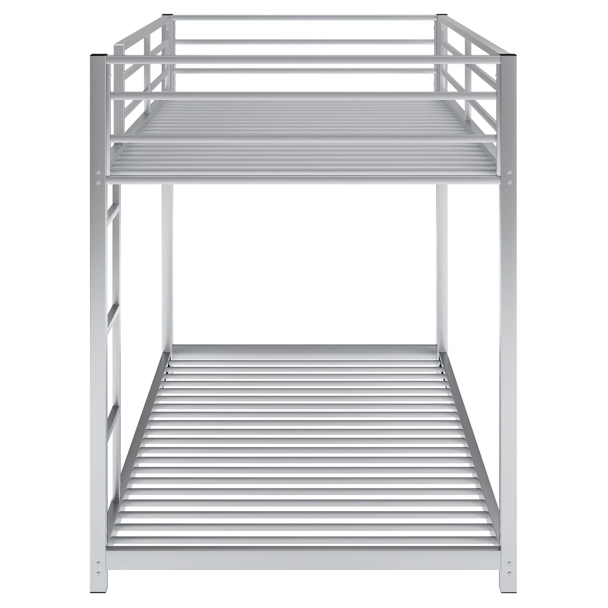 Metal Twin over Twin Low Bunk Bed with Ladder and Safety Guardrails H62058