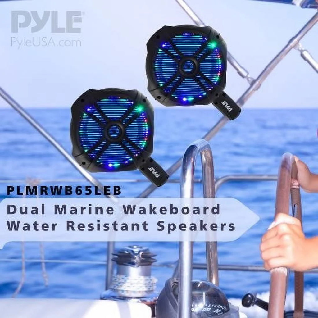 6.5 Inch 200 Watt Marine Dual Tower Wakeboard Speakers, Black B149