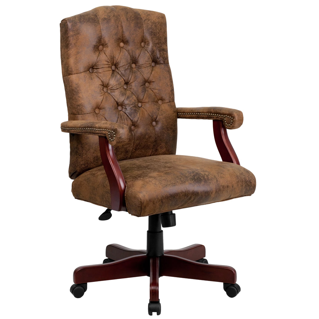 Brown Ultra-Suede Swivel High-Back Office Chair B208
