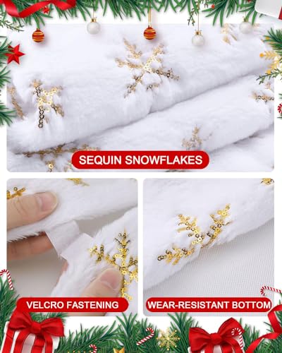 White 48 Inches Faux Fur Christmas Tree Skirt K7535