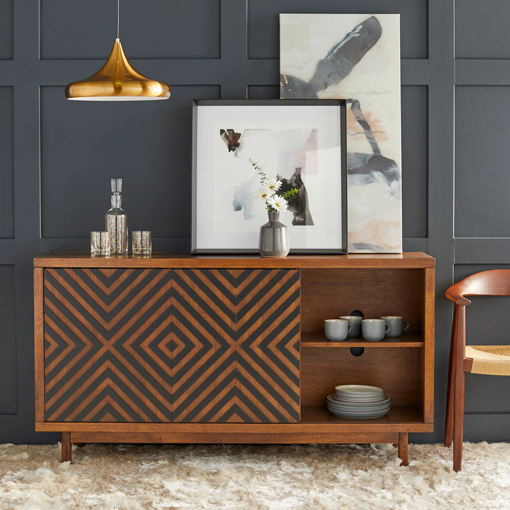 Mid-century Modern Buffet/Sideboard Tobacco Brown/Black V58729