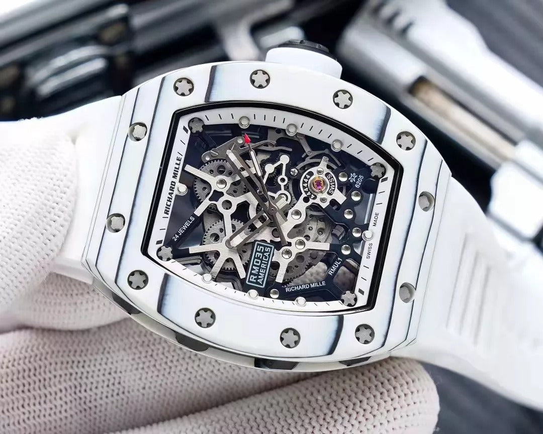 White Dial White Bezel White Rubber Strap Watch X3248