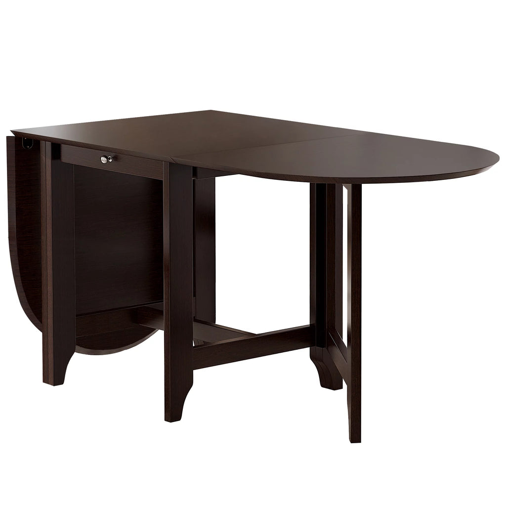 Extendable Drop Leaf Dining Table Set with 4 Upholstered Chairs I839090