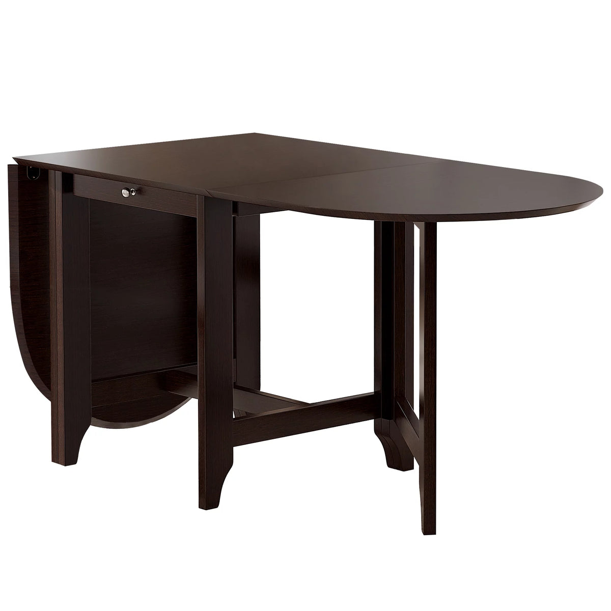 Extendable Drop Leaf Dining Table Set with 4 Upholstered Chairs I839090