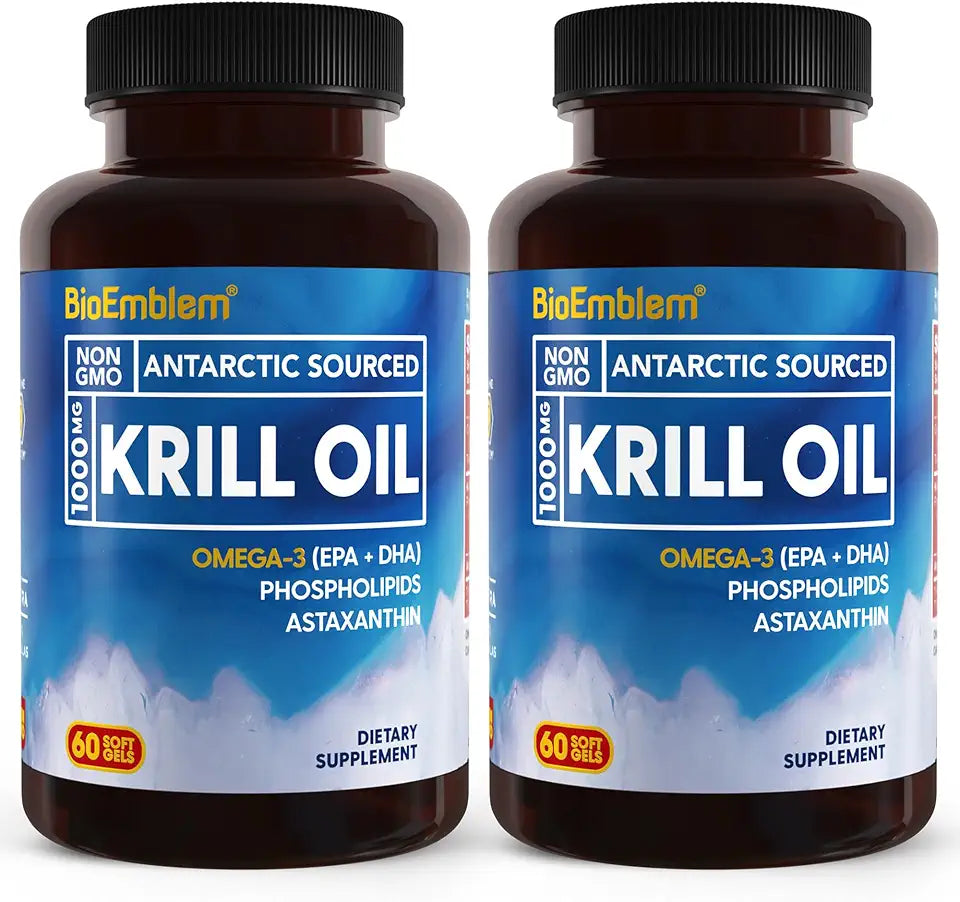 2 Pack Antarctic Krill Oil 1000mg Softgels, 120-Count Non-GMO S441