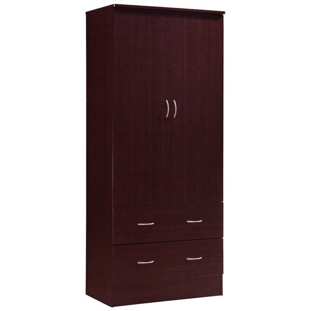 2 Piece Bedroom Set with Captain Bed and 2 Door Armoire in Mahogany M917