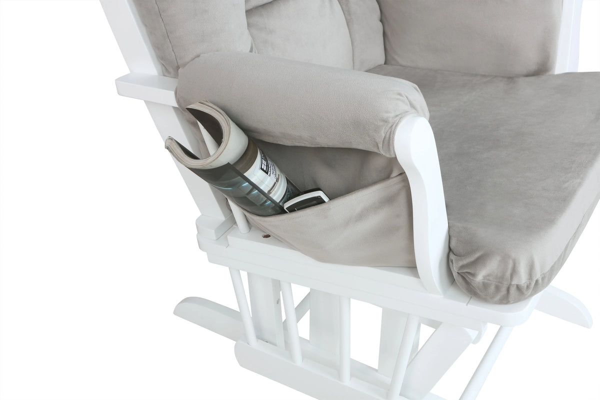 White Solid Wood Glider Chair and Ottoman B1518
