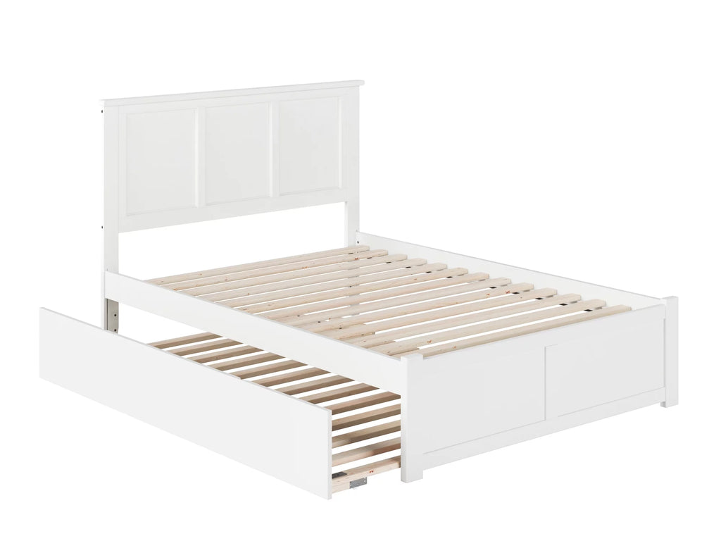 White Full Solid Wood Platform Bed with Trundle D62372