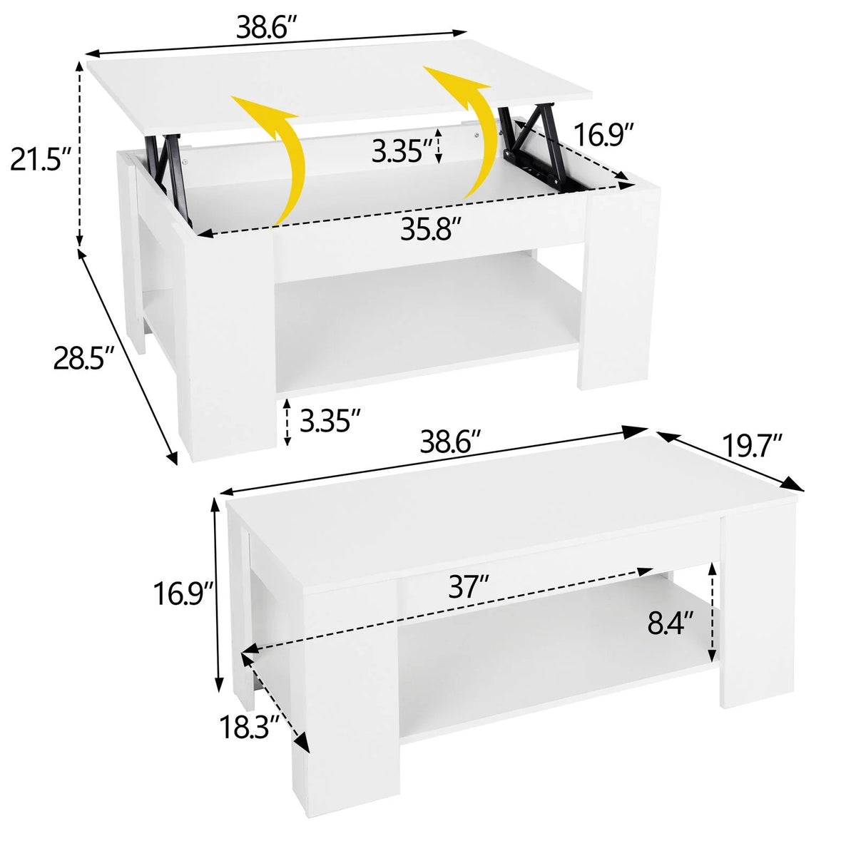 White Lift Up Coffee Table G2097