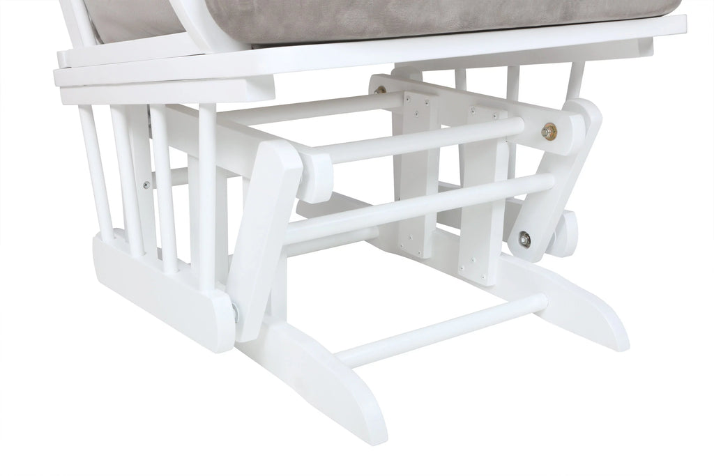 White Solid Wood Glider Chair and Ottoman B1518