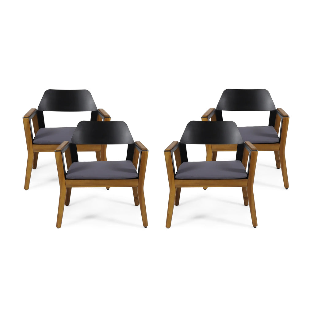 Acacia Wood Club Chairs with Cushion, Set of 4 M309
