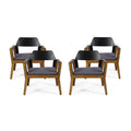 Acacia Wood Club Chairs with Cushion, Set of 4 M309